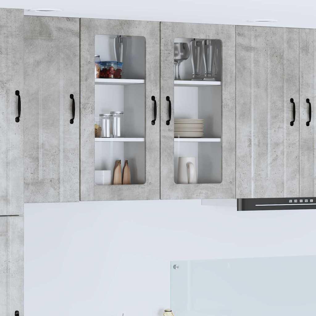 Køkkenskab 2 stk Beton Grå 40 x 31 x 80 cm Konstrueret træ