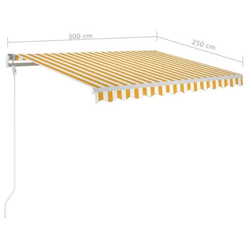 Markise m. LED + vindsensor 300x250 cm automatisk gul/hvid