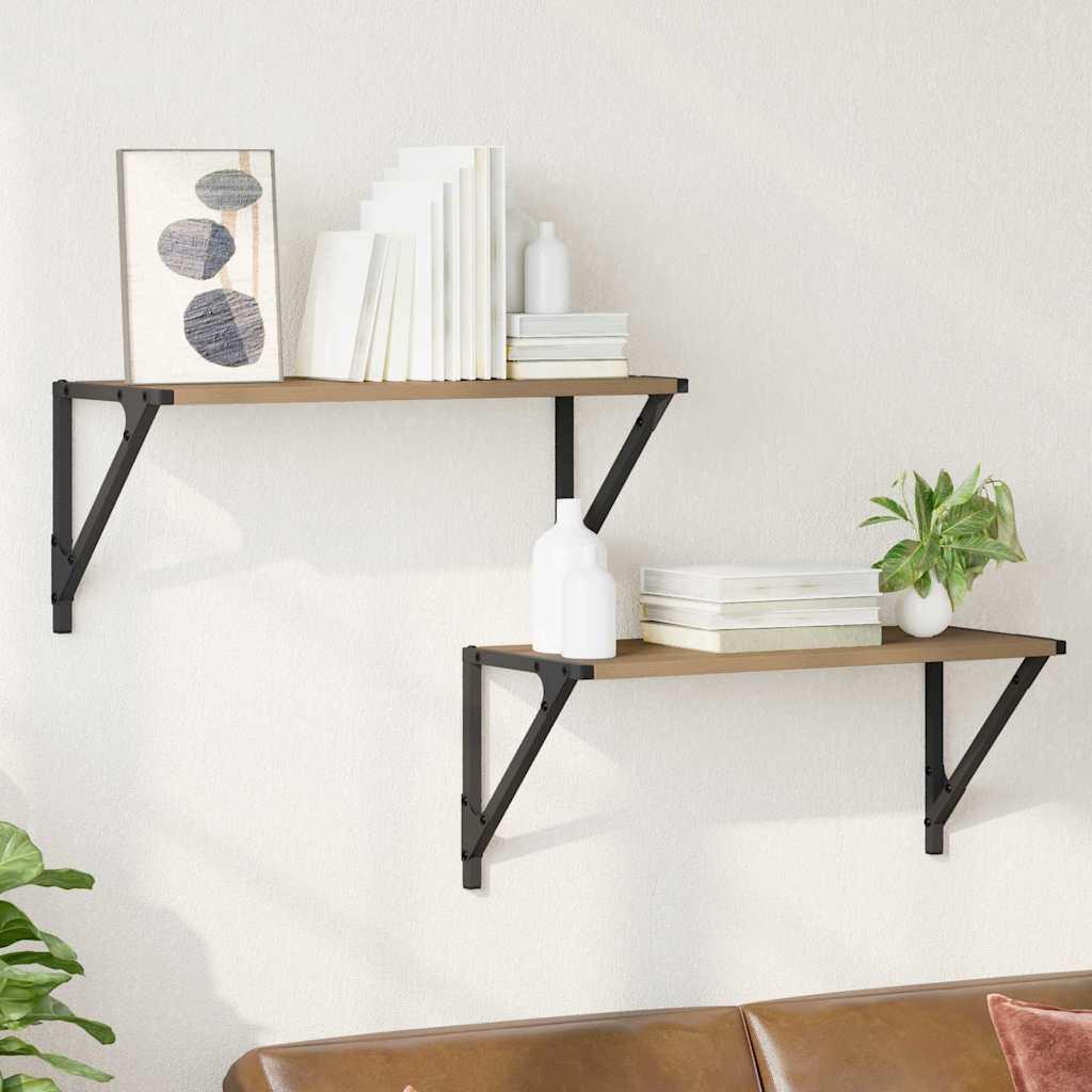 Væghylder med hylde 2 stk Artisan Egetræ 60 x 25 x 25,5 cm