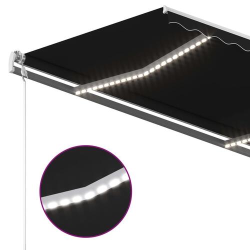 Markise m. LED + vindsensor 300x250 cm automatisk antracitgrå