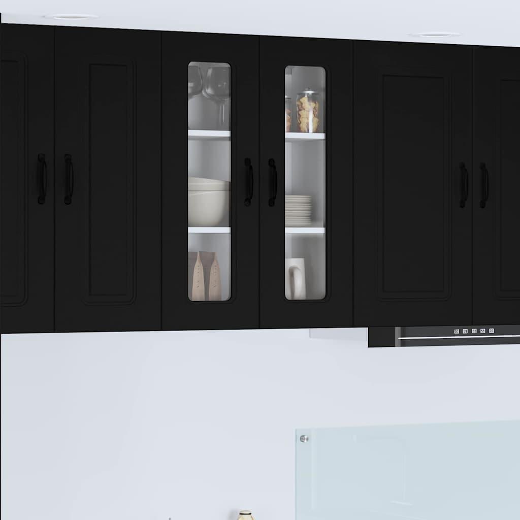 Vægskab til køkken med dør Sort 60 x 31 x 80 cm Konstrueret træ