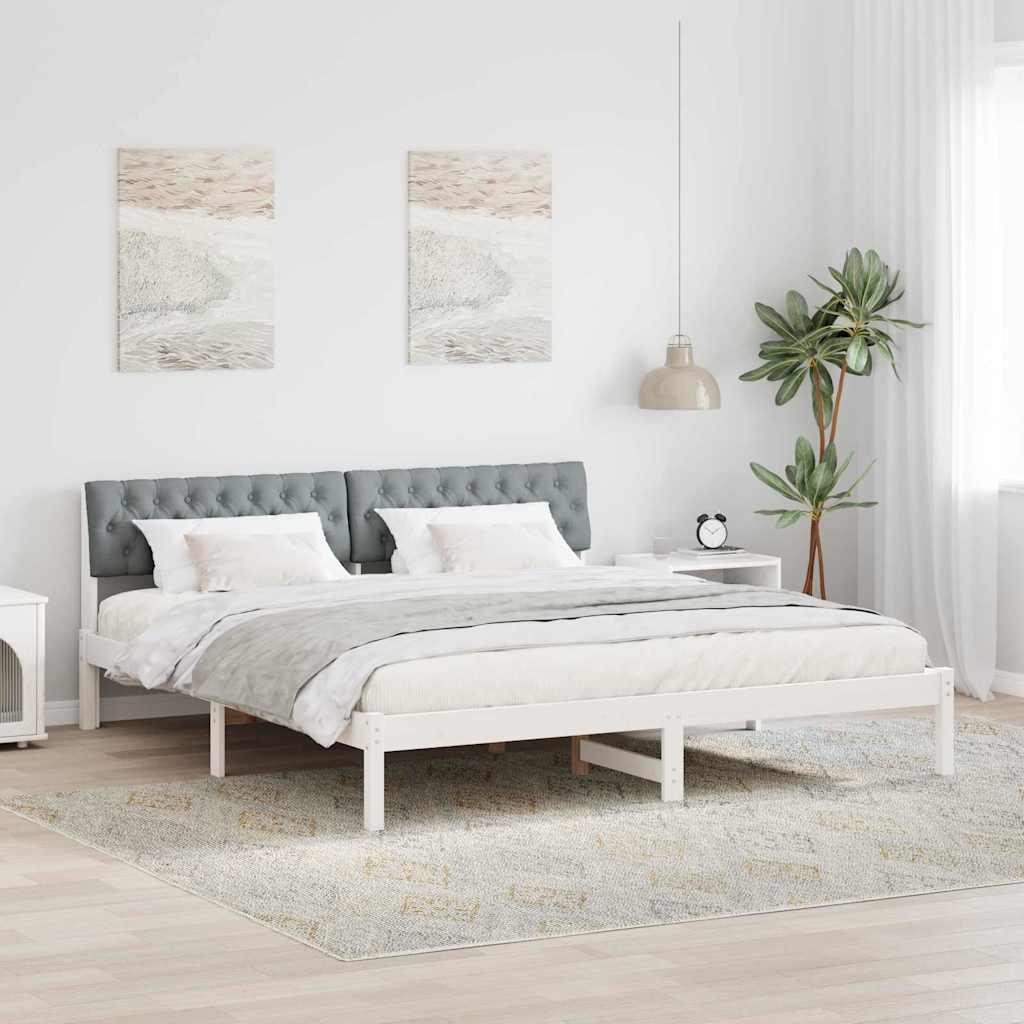 Sengestel Hvid og lys grå 180 x 200 cm Massivt fyrretræ