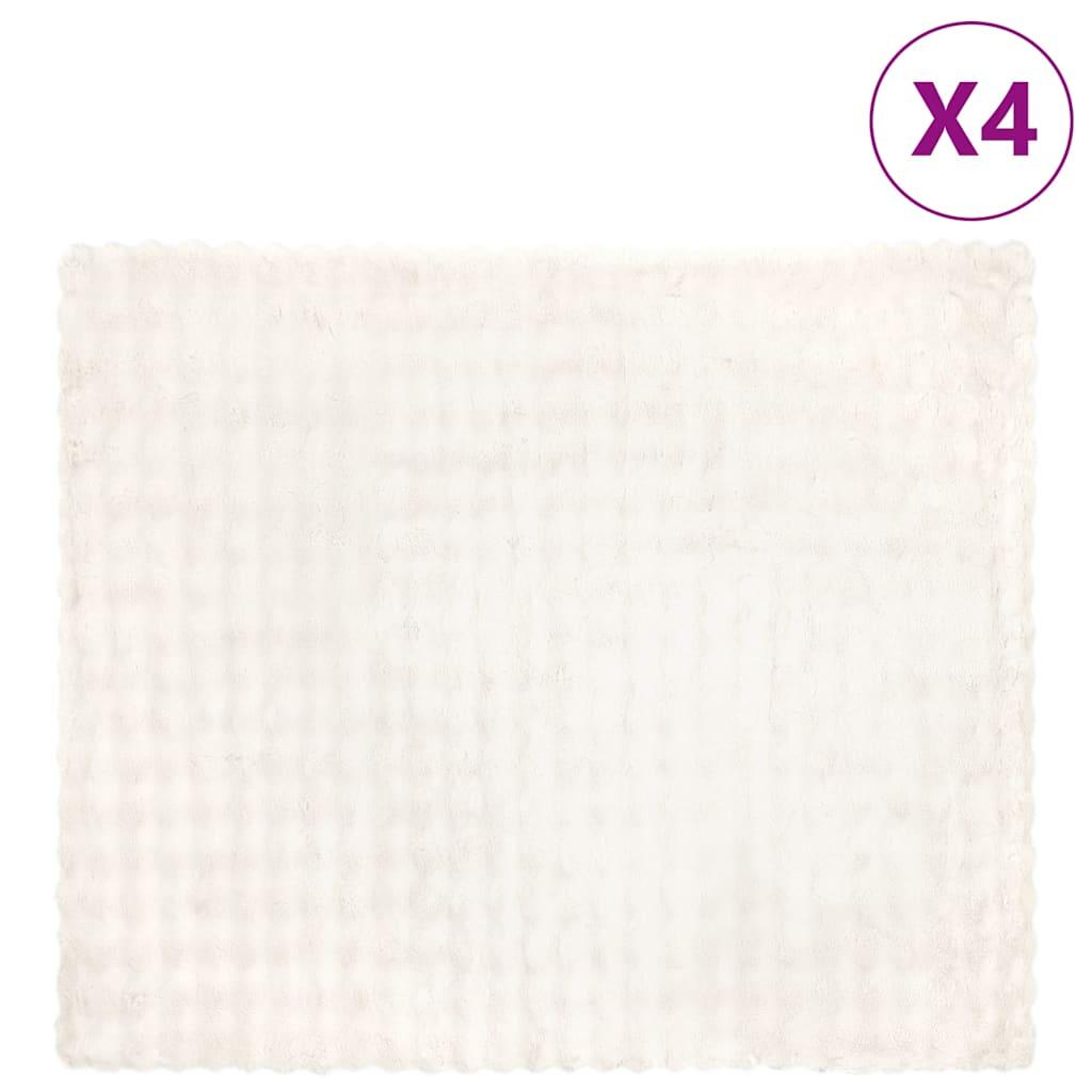 Faux Kanin Pels Tæppe 4 stk Hvid 240 x 270 cm Polyester
