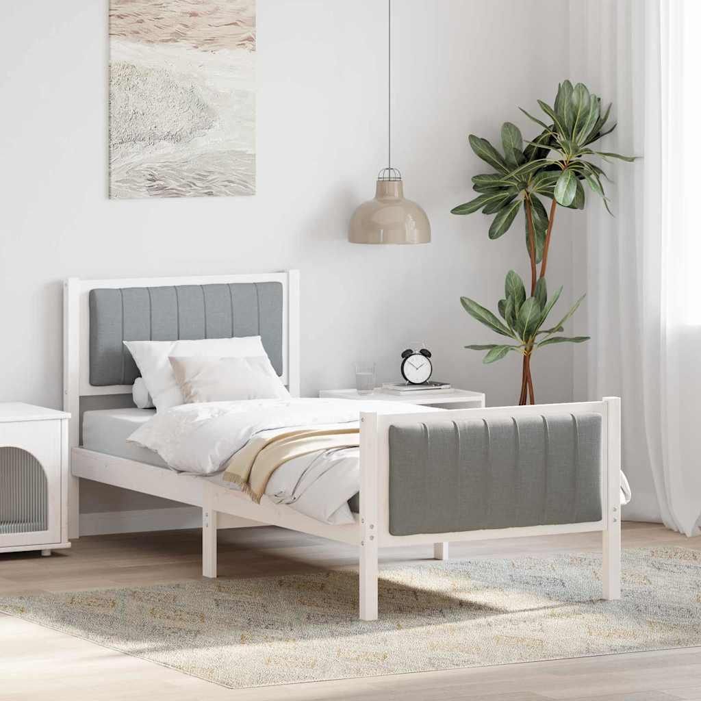 Sengestel Hvid og lys grå 80 x 200 cm Massivt fyrretræ