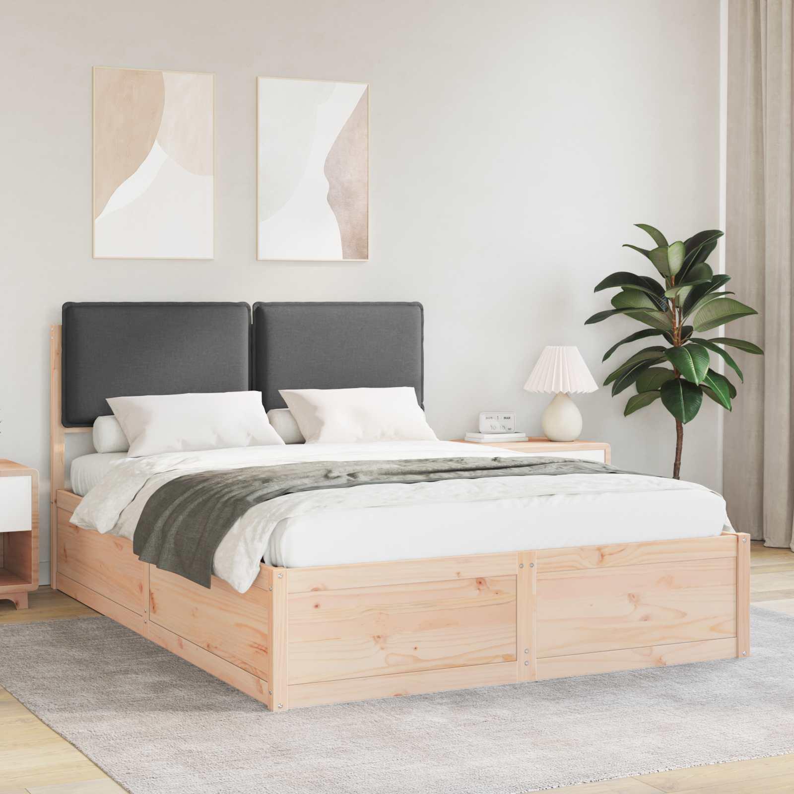 Sengestel med Polstret Hovedgavl Mørkegrå 140 x 200 cm
