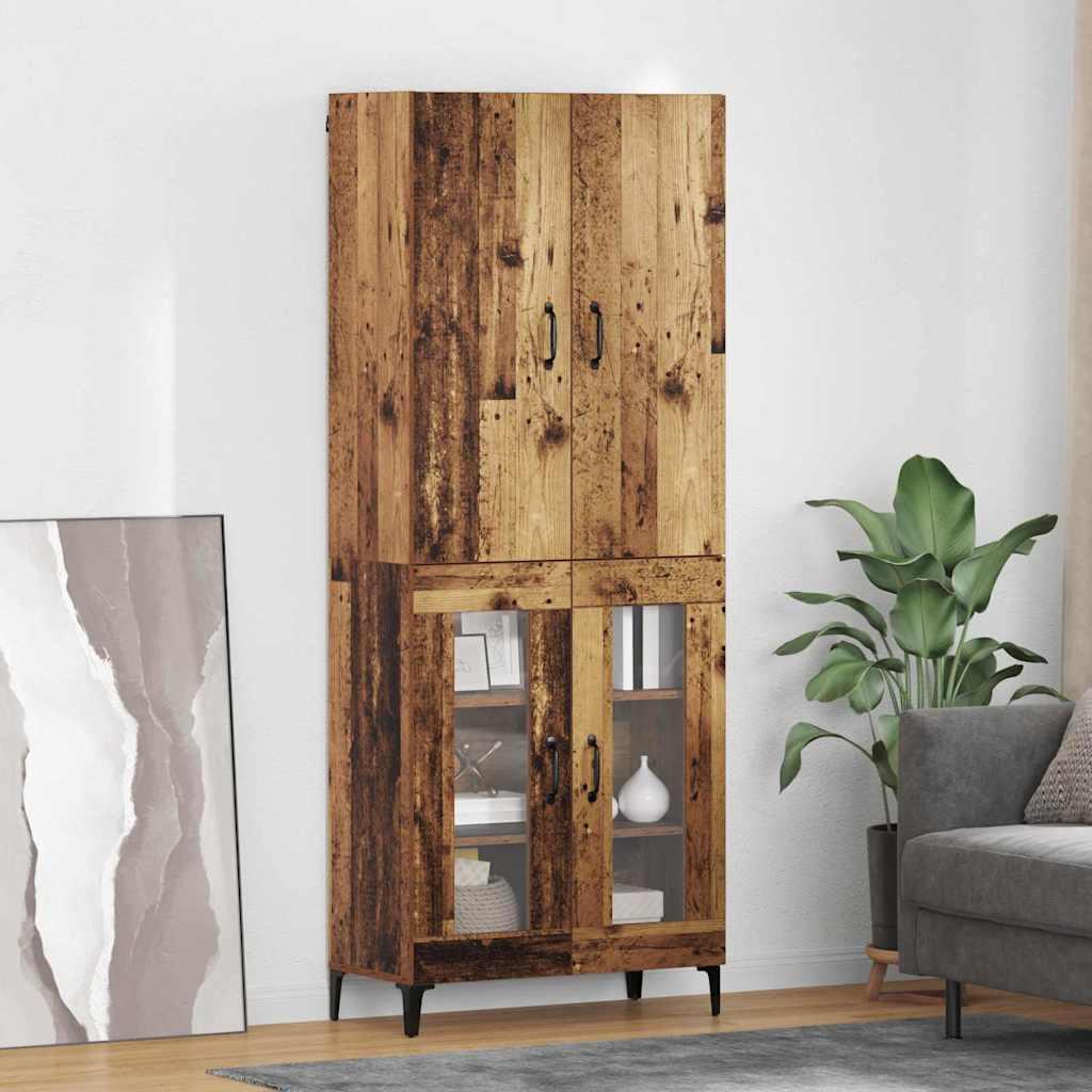 Highboard i gammelt trælook - konstrueret træ, 69,5 × 34 × 180 cm