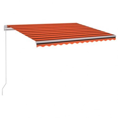 Markise m. LED-lys 350x250 cm manuel betjening orange og brun