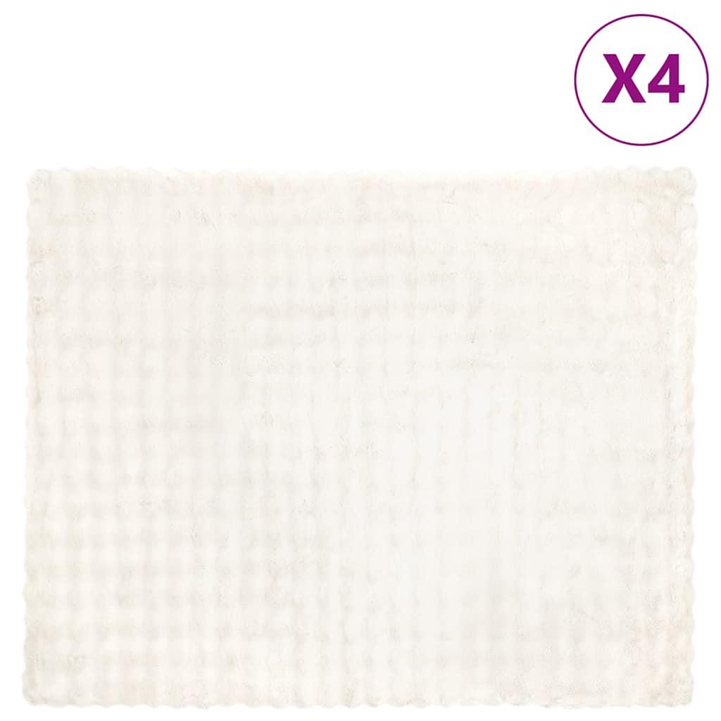 Faux Kanin Pels Tæppe 4 stk Hvid 130 x 150 cm Polyester