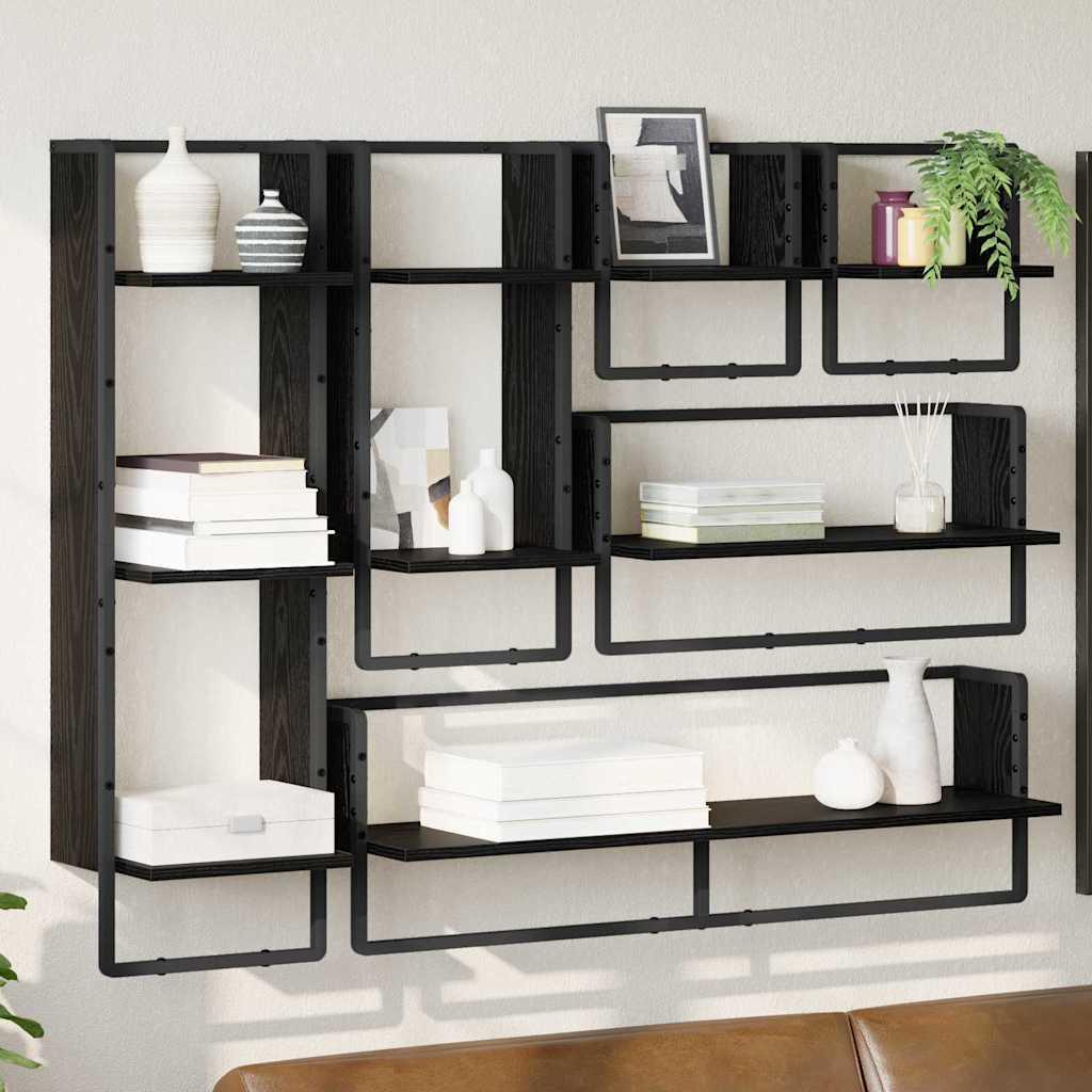 Væghyldesæt 6 stk Sort eg 100 x 25 x 30 cm Konstrueret træ
