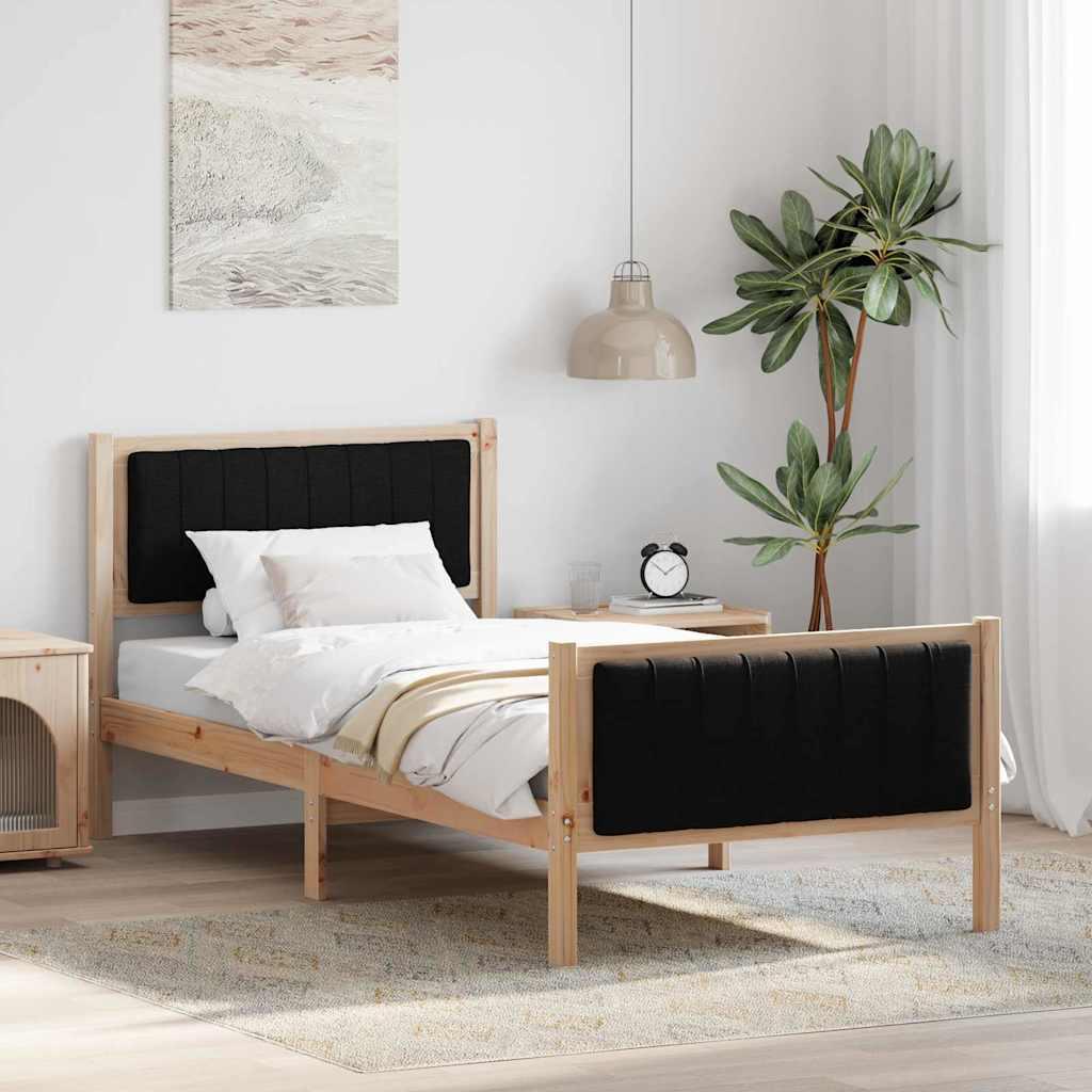 Sengestel Brun og sort 90 x 200 cm Massivt fyrretræ