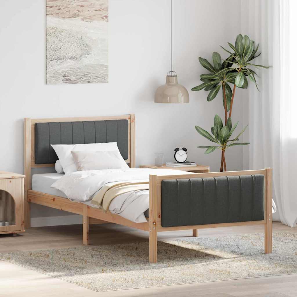 Sengestel brun og mørkegrå 90 x 200 cm Massivt fyrretræ