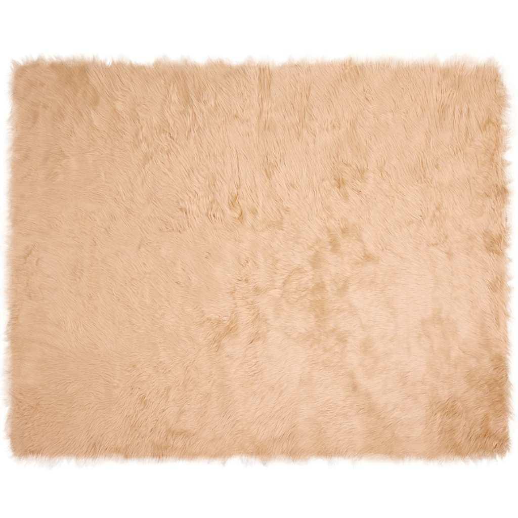 Falsk Fåreskind Tæppe Beige 200 x 280 cm Polyester