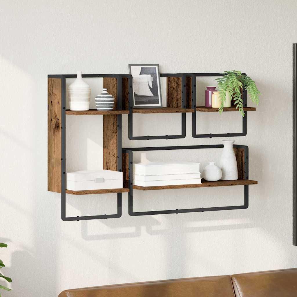 Væghyldesæt 4 stk Gammelt træ 65 x 25 x 30 cm Konstrueret træ