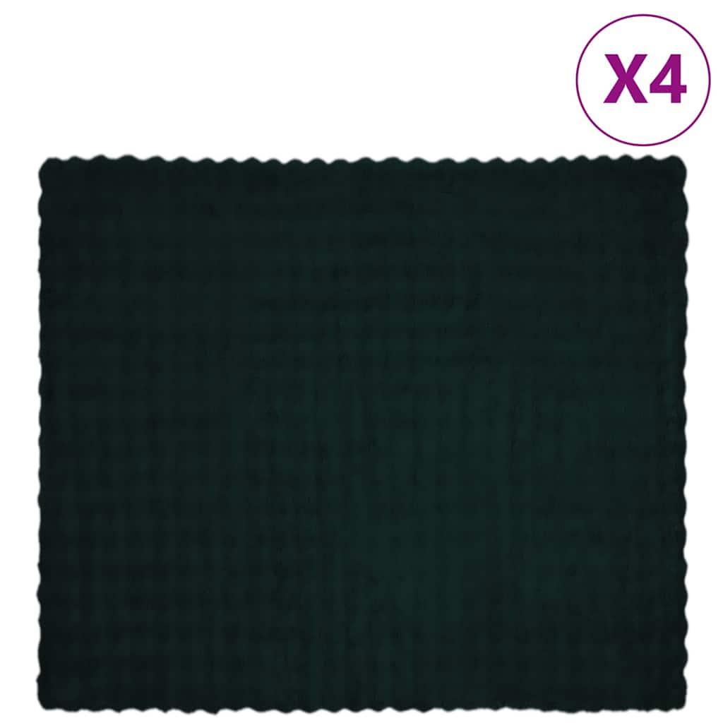 Faux Kanin Pels Tæppe 4 stk Mørkegrøn 240 x 270 cm Polyester