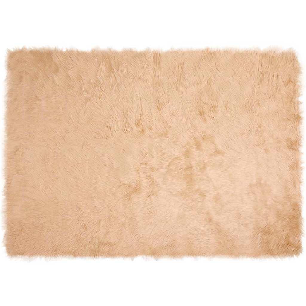 Falsk Fåreskind Tæppe Beige 140 x 200 cm Polyester