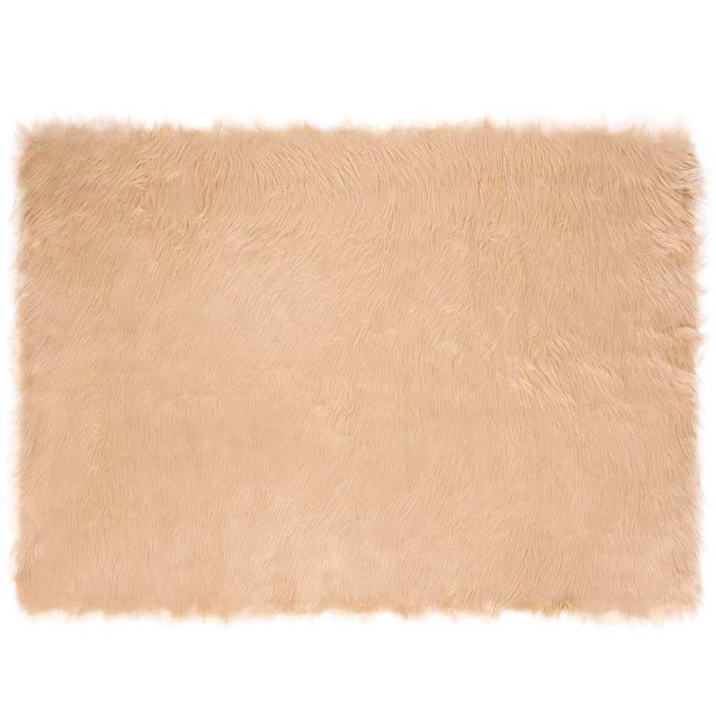 Falsk Fåreskind Tæppe Beige 120 x 170 cm Polyester