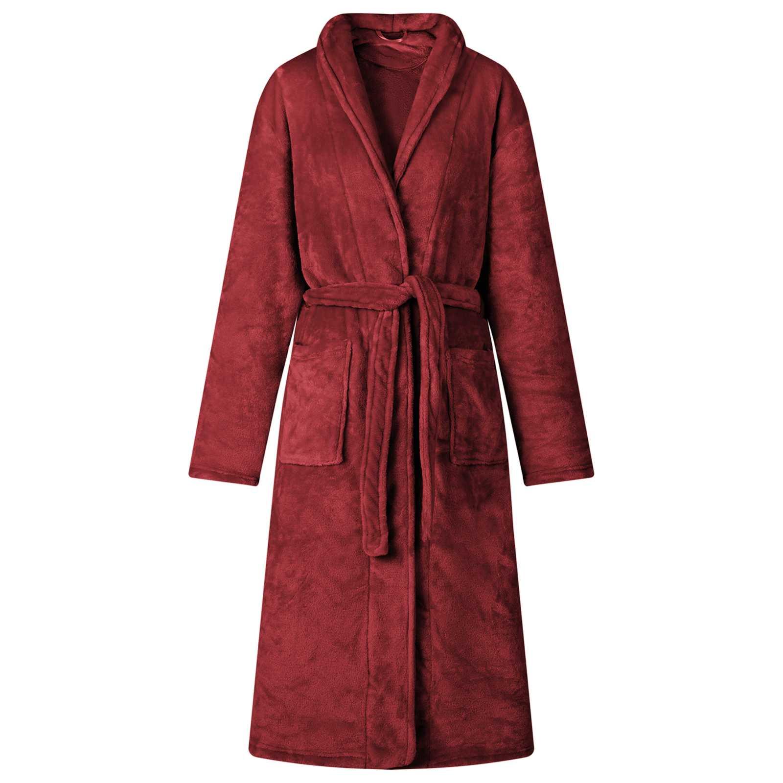 Badekåbe uden hætte Bordeaux Rød s Flannel