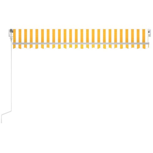 Markise m. LED + vindsensor 400x300 cm automatisk gul og hvid