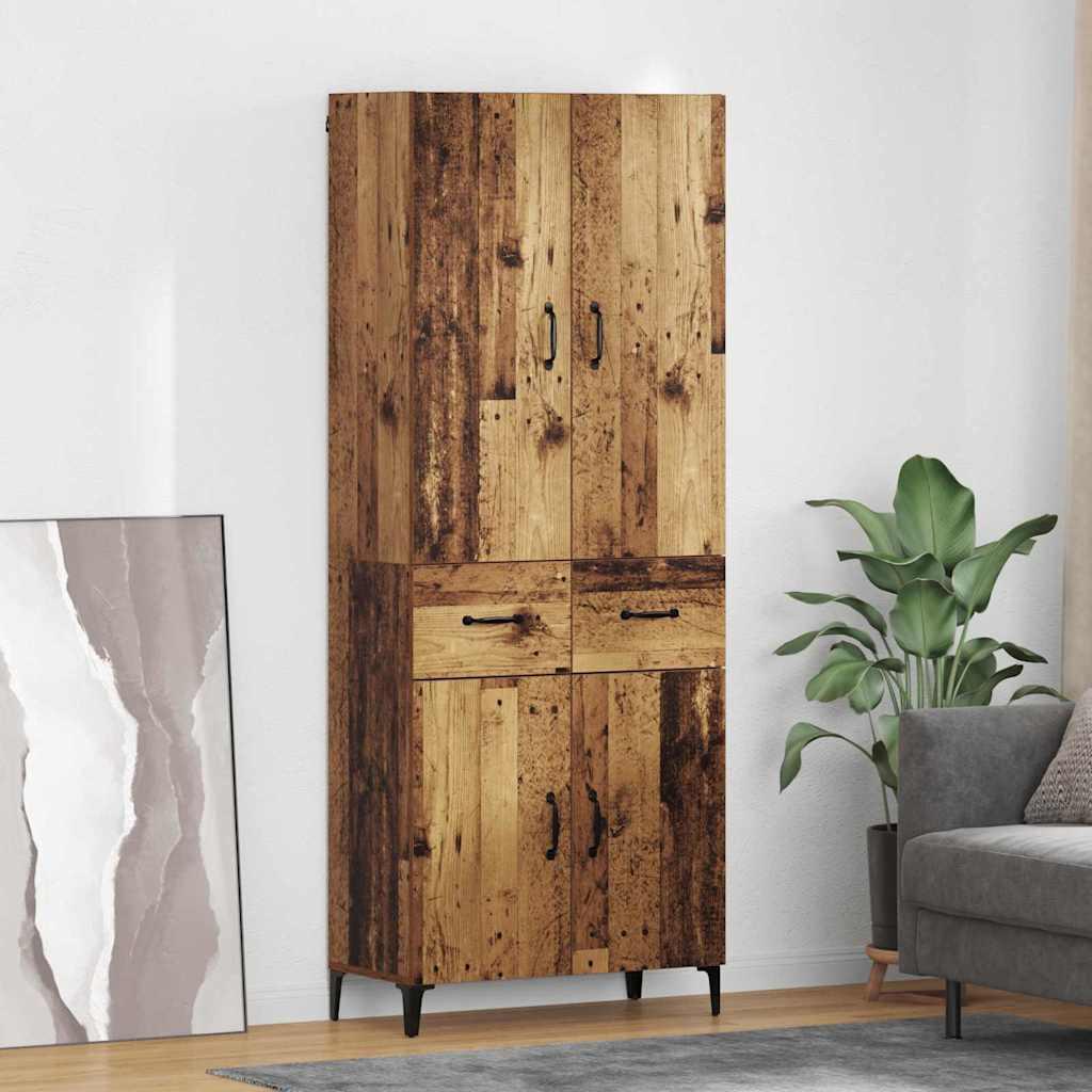 Highboard i gammelt trælook - konstrueret træ, 69,5 × 34 × 180 cm