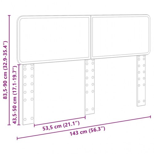 Hovedgærde med hovedgærde Sort eg 140 cm Konstrueret træ