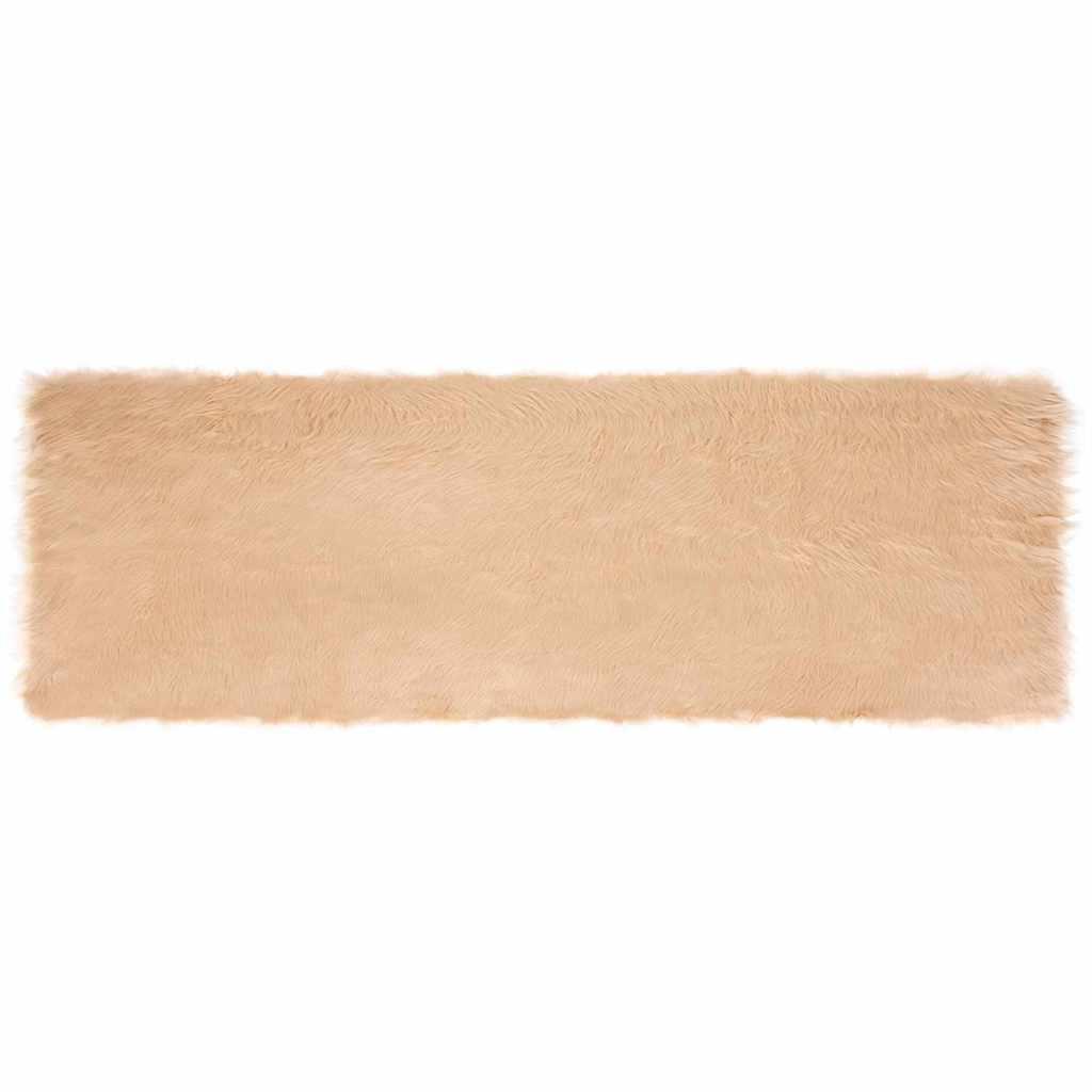 Falsk Fåreskind Tæppe Beige 80 x 250 cm Polyester