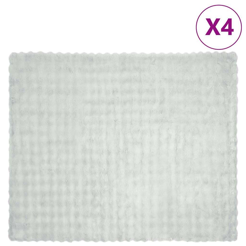 Faux Kanin Pels Tæppe 4 stk Grå 220 x 240 cm Polyester