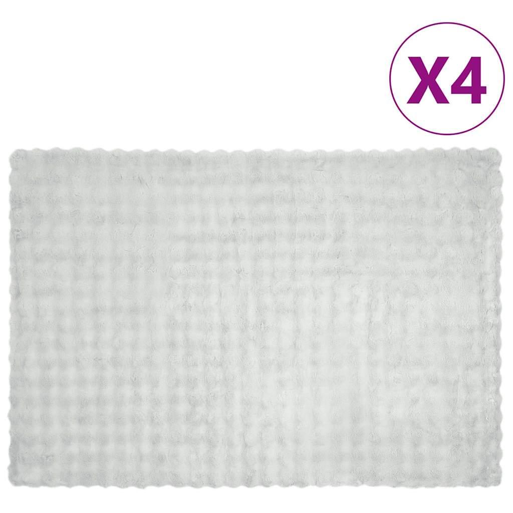 Faux Kanin Pels Tæppe 4 stk Grå 150 x 220 cm Polyester