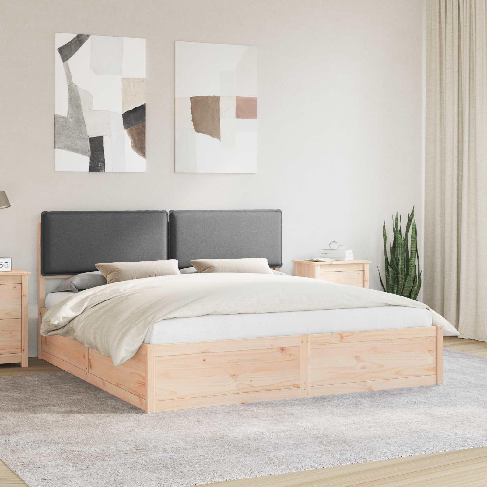Sengestel med polstret hovedgavl - mørkegrå 180 × 200 cm