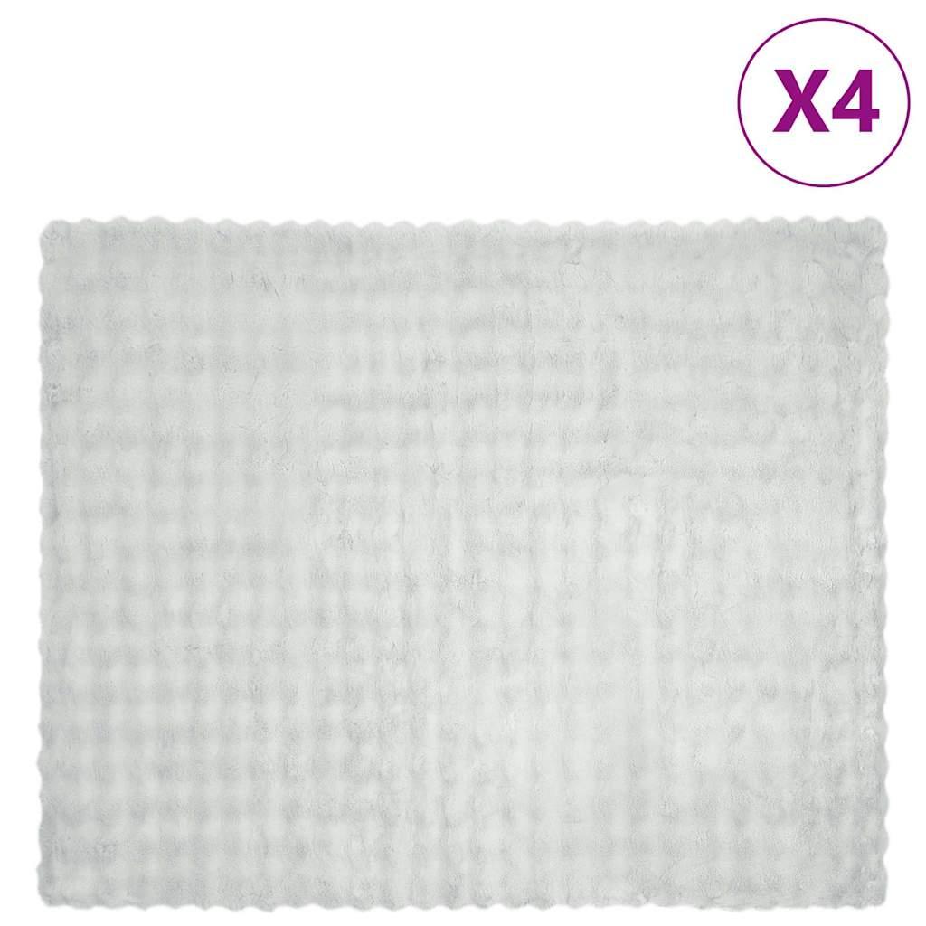 Faux Kanin Pels Tæppe 4 stk Grå 130 x 150 cm Polyester