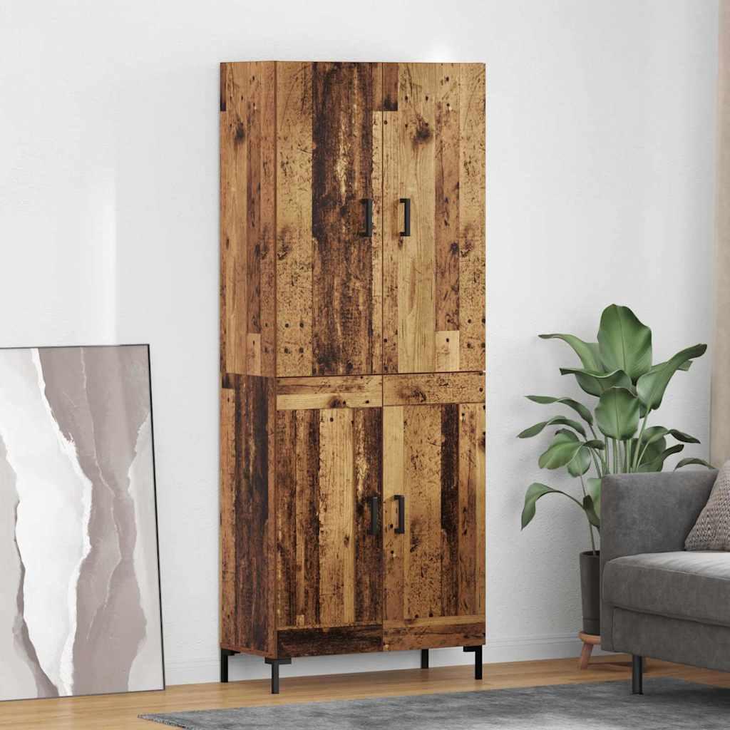 Højskab 69,5x34x180 Cm Konstrueret Træ - Gammelt træ / 2 trælåger