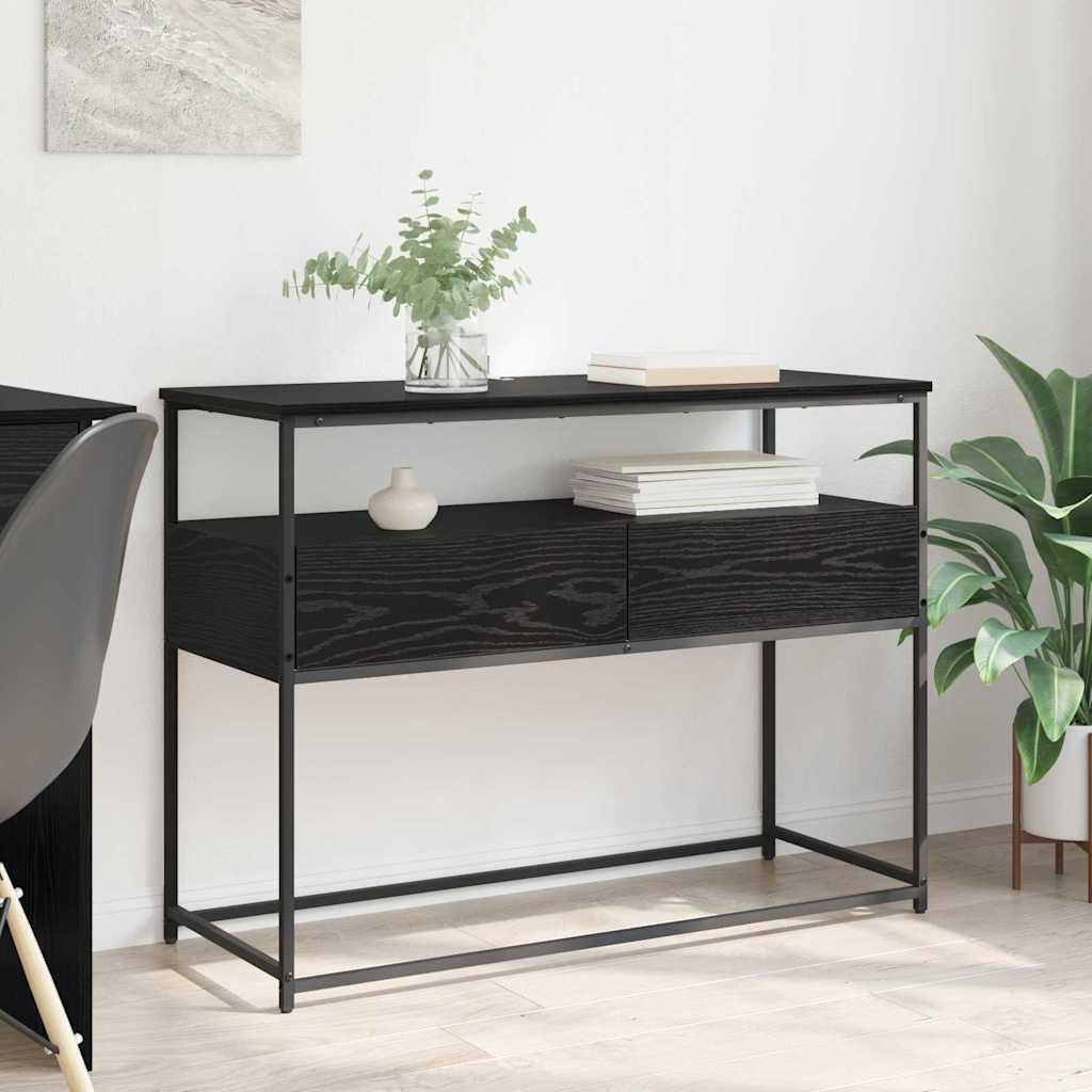 Konsolbord Sort eg 100 x 40 x 75 cm Samlet træ og metal
