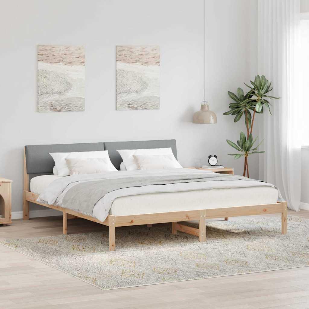 Sengestel Brun og lys grå 200 x 200 cm Massivt fyrretræ