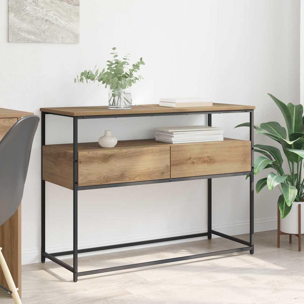 Konsolbord Artisan Egetræ 100 x 40 x 75 cm Samlet træ og metal