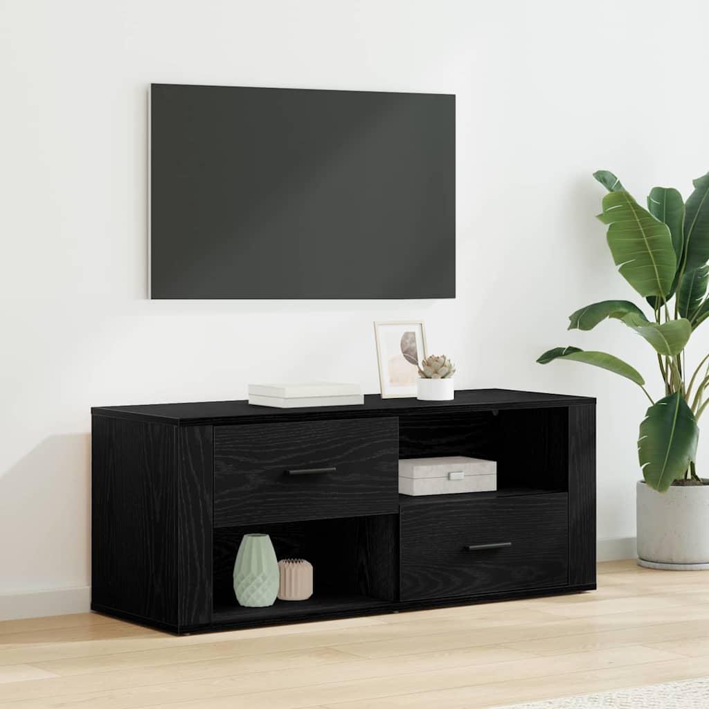 TV-skab med skuffe Sort eg 100 x 35 x 40 cm Konstrueret træ