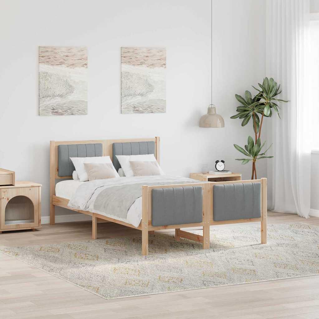 Sengestel Brun og lys grå 120 x 190 cm Massivt fyrretræ