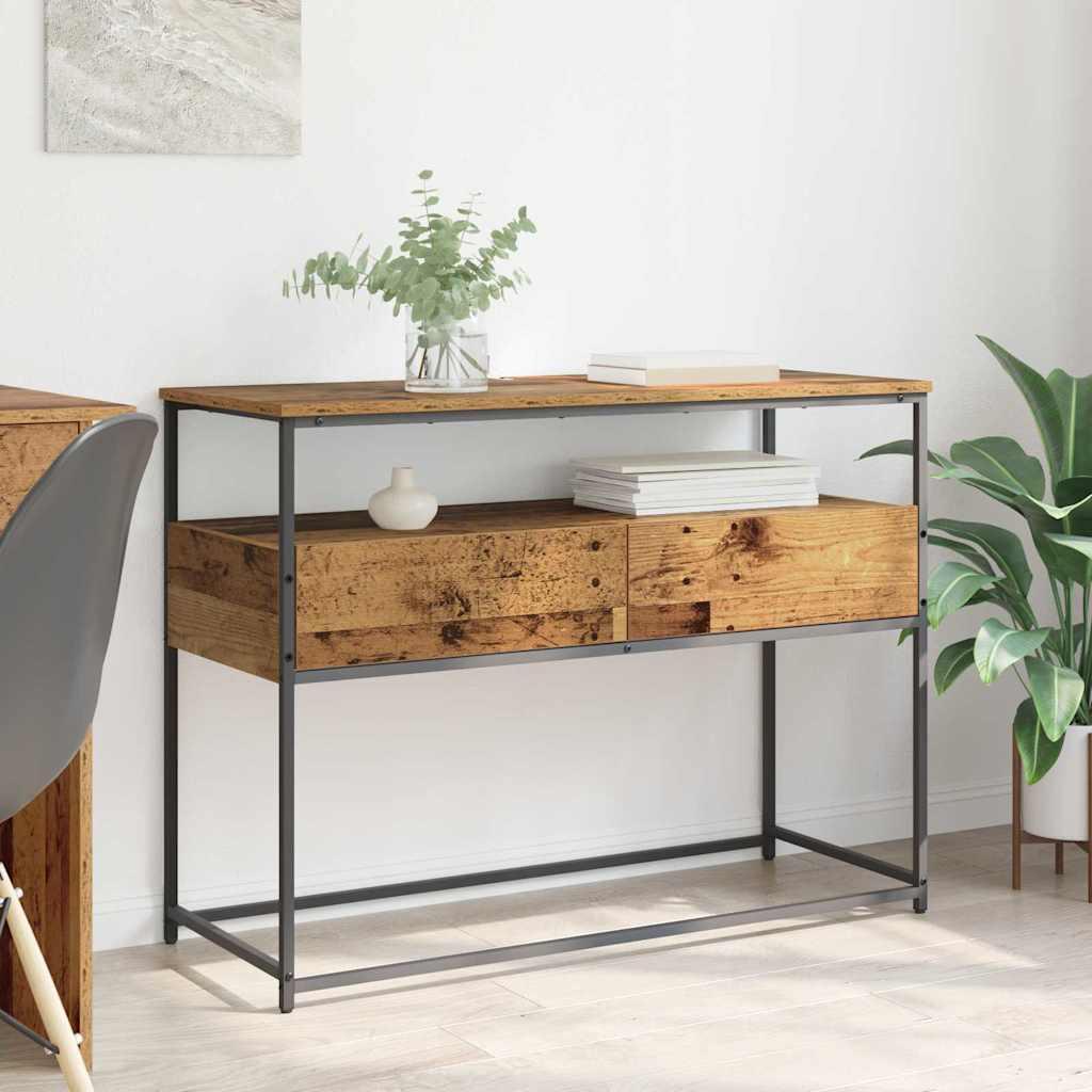 Konsolbord Gammelt træ 100 x 40 x 75 cm Samlet træ og metal