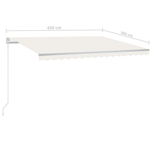 Automatisk markise med LED og vindsensor 450 × 300 cm - cremefarvet