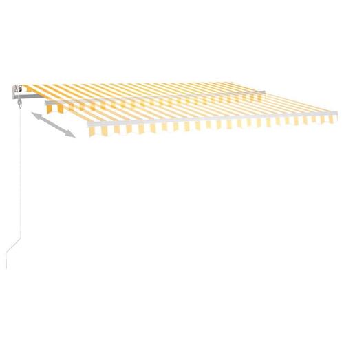 Markise m. LED + vindsensor 450x300 cm automatisk gul og hvid