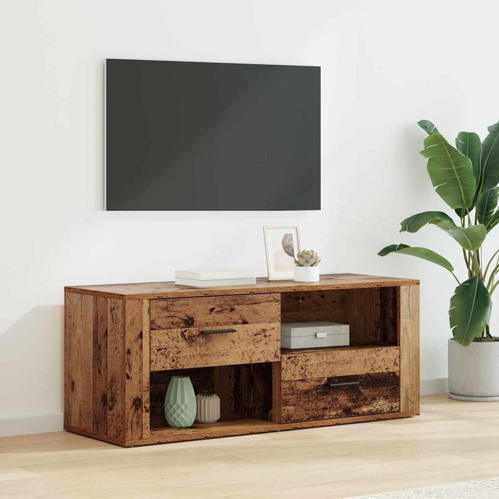TV-skab med skuffe Gammelt træ 100 x 35 x 40 cm Konstrueret træ