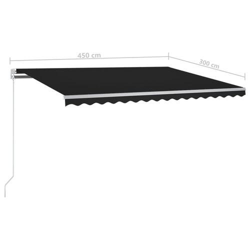 Markise m. LED + vindsensor 450x300 cm automatisk antracitgrå