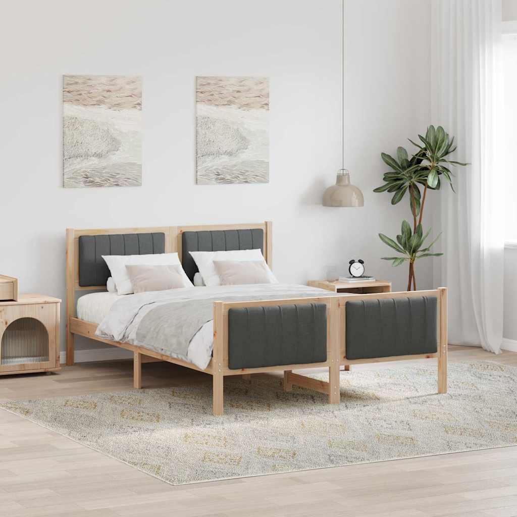 Sengestel brun og mørkegrå 135 x 190 cm Massivt fyrretræ