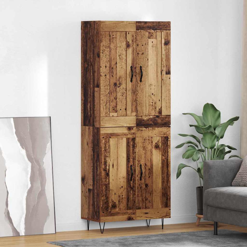 Highboard i gammelt trælook - konstrueret træ, 69,5 × 34 × 180 cm
