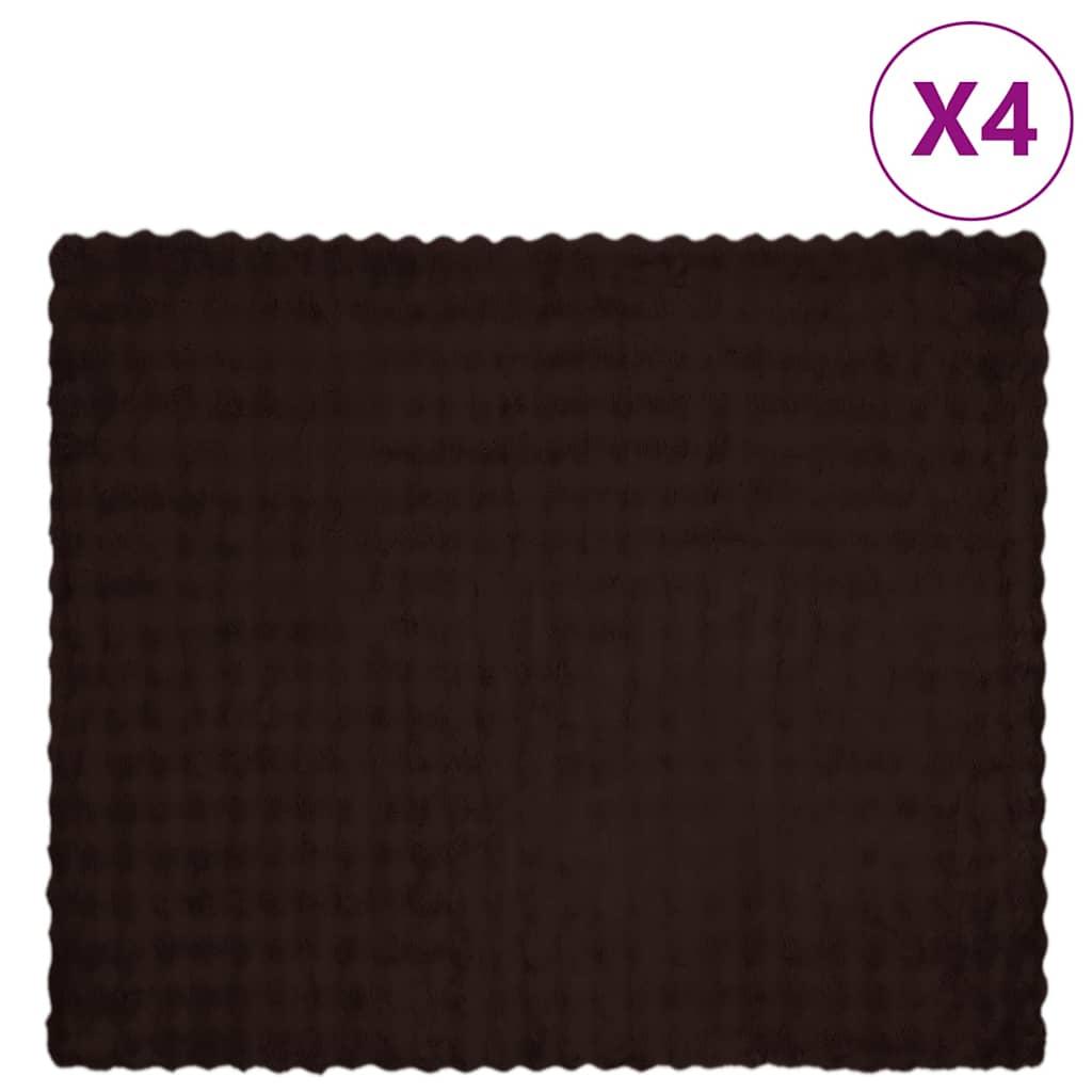 Faux Kanin Pels Tæppe 4 stk Camel 220 x 240 cm Polyester