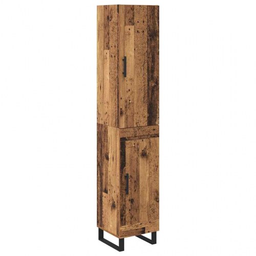 Highboard i gammelt træ-look - 34,5 × 34 × 180 cm, konstrueret træ
