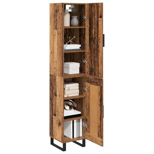 Highboard i gammelt træ-look - 34,5 × 34 × 180 cm, konstrueret træ