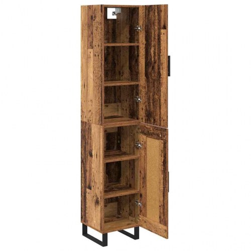 Highboard i gammelt træ-look - 34,5 × 34 × 180 cm, konstrueret træ