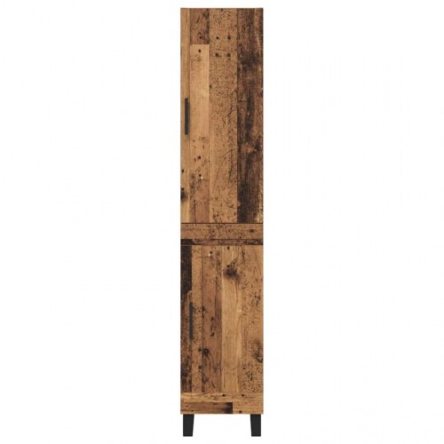 Highboard i gammelt træ-look - 34,5 × 34 × 180 cm, konstrueret træ