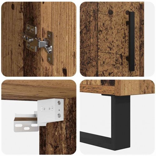 Highboard i gammelt træ-look - 34,5 × 34 × 180 cm, konstrueret træ