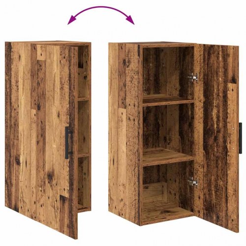 Highboard i gammelt træ-look - 34,5 × 34 × 180 cm, konstrueret træ