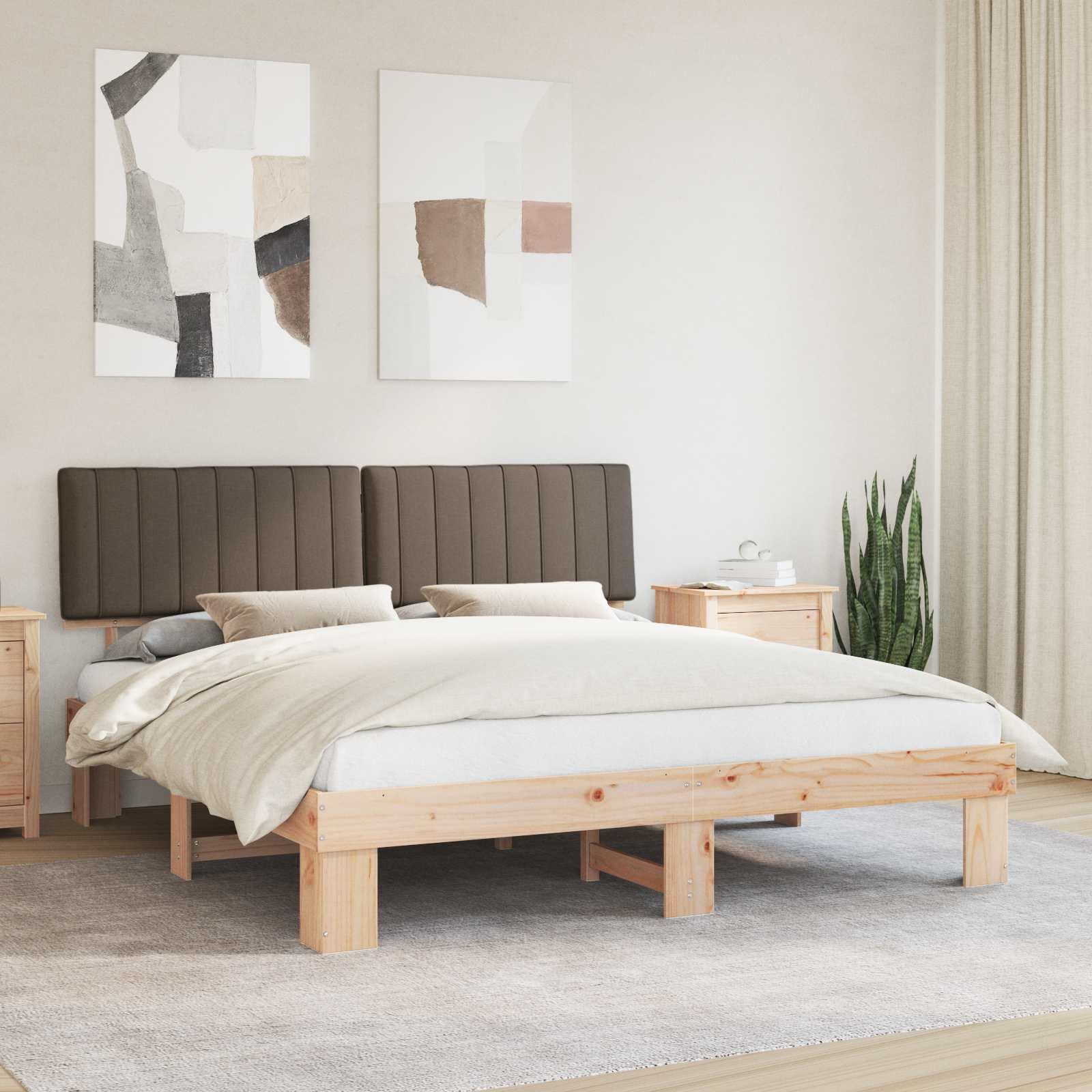 Sengestel med polstret hovedgavl - gråbrun, 180 x 200 cm